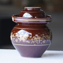 优汇万家 泡菜坛子陶瓷四川土陶腌菜家用传统老式5斤8斤12斤22斤28斤32斤45斤70斤 装水容量5斤