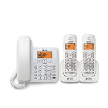 AT&T EL34109CN数字无绳子母机家用办公电话机 有线多子机固定老人机 白色一拖二