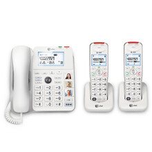 AT&T 54102数字无绳中文图标子母机家用办公 电话机时尚固定有线座机 白色一拖二