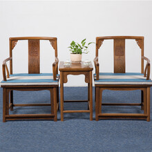 博古恒韵红木家具非洲鸡翅木（学名：非洲崖豆木）实木中式古典官帽椅休闲会客洽谈椅三件套JCM305 配单层茶几