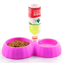 狗盆狗碗猫盆猫碗宠物狗狗食盆猫狗粮碗食具水具用品* 喂水喂食双碗颜色而随机