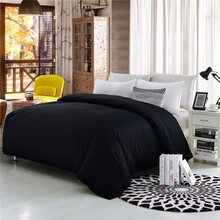 帮瑞纯色被套单件纯棉白色素色单人双人宾馆被罩全棉 纯黑色 220*240cm加大双人被套