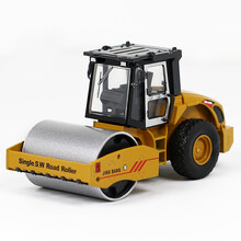 精邦合金工程车模型1:60挖掘机自卸卡车运输车起重叉车水泥搅拌车压路机仿真儿童玩具车汽车 86011压路机（礼盒装黄色）