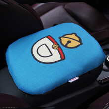 点缤 汽车通用型亚棉麻扶手箱垫中控箱增高垫子手扶套海绵内饰用品四季 哆啦A梦扶手箱垫