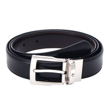 MONTBLANC万宝龙 男士经典系列黑色/棕色双面牛皮矩形针式皮带腰带 109738