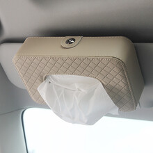 左鸿 汽车纸巾盒 车用车载抽纸盒 遮阳板挂式纸巾盒 米色款 名爵锐腾GS锐行奔腾X80B50