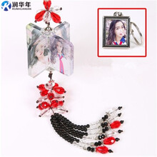 润华年  汽车挂件车内挂饰品创意高档水晶后视镜悬挂式车载吊坠照片定制女 k9水晶珠红色