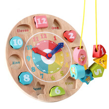 数字时钟形状配对木制玩具生肖串珠早教益智儿童宝宝男女孩玩具2-3-4-5岁 数字时钟串珠