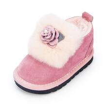 贝贝街区（BABYSTREET） 女宝宝冬鞋6个月宝宝鞋子软底婴儿鞋子2岁学步鞋1岁棉鞋 粉色 17码内长12.5CM