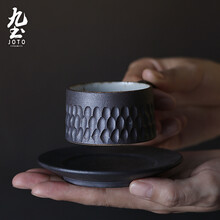 九土 意式浓缩咖啡杯碟套装手工粗陶咖啡杯简约意式浓缩咖啡机用 意式浓缩专用咖啡杯