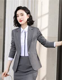 景琳职业西装套装女时尚秋季高端经理气质女神范商务正装韩版小西服 灰色西装+西裤 S（建议80—90斤）