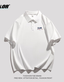 CLOR休闲T恤男士潮流POLO领上衣夏季薄款宽松打底衫短袖PL02白色XL
