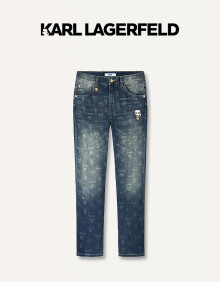 Karl Lagerfeld卡尔拉格斐轻奢老佛爷男装 2024夏款LOGO个性潮流休闲牛仔裤 蓝色 34