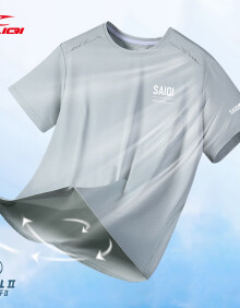 赛琪短袖t恤男2024新款夏季宽松运动白色体恤男士冰丝速干半袖上衣 灰色 XL