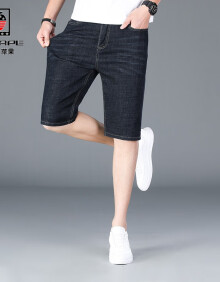 AEMAPE/夏季男士牛仔五分短裤韩版合体修身小直筒蓝色轻商务 黑色 29