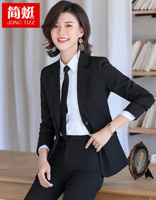 简蜓职业装女装套装2021新款秋季大学生面试西装时尚气质西服正装工作服 黑色单件西装 M