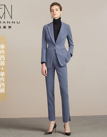 法曼努高端职业装女装厚款2021时尚气质女总裁套装商务通勤干练西装正装 西装+西裤 M