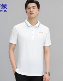罗蒙（ROMON）短袖t恤男士polo领衫夏季透气商务短袖男休闲上衣服 白色 XL 