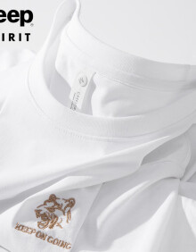 JEEP SPIRIT2024款夏季穿这款t恤冰丝爽感休闲百搭高支纱水柔棉男女短袖 白色 M