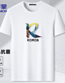 罗蒙（ROMON）短袖T恤男夏季潮流休闲上衣纯色百搭圆领短袖LP015 白色 XL