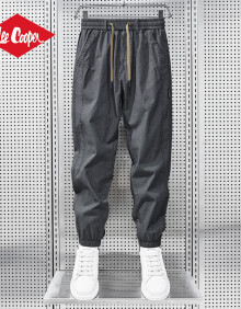 Lee Cooper2024年夏季休闲裤男士时尚百搭新品舒适透气潮牌宽松束脚裤子男潮 1黑色 XL