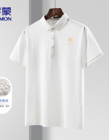 罗蒙（ROMON）POLO衫男士夏季休闲商务纯色短袖透气翻领男装PL2405 白色 XL 