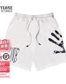 VLONE【美式】短裤男夏季新款休闲五分裤男士宽松潮流ins纯棉高端裤子 白色 XL