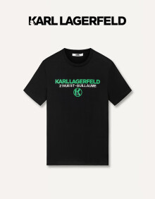 Karl Lagerfeld卡尔拉格斐2024夏季新款KARL刺绣短袖T恤老佛爷 黑色 50
