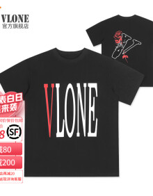 VLONE【美式】短袖男2024夏季新款t恤男士潮牌纯棉打底衫男学生情侣装 XM-YC808黑 L（尺码偏大175斤以内）