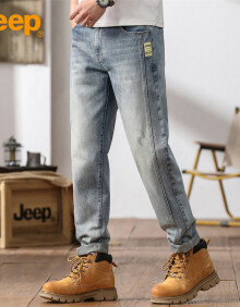 吉普（JEEP）牛仔裤男夏季宽松休闲长裤潮流直筒裤子男士百搭男裤 浅蓝色 31 