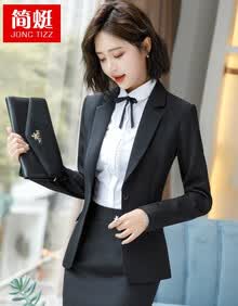 职业装女装套装2021春秋冬新款时尚气质小西装商务正装大学生面试西服工作服 黑色单件西装 M