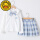 3637长袖衬衫+晴空蓝JK短裙套装(