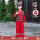 K23214男童红色:帽子+上衣+裤子