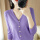 V/领紫色-轻薄针织衫