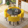 大理石纹路黑桌（镀金）+黄色皮椅