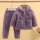 豹纹绒香芋紫帽套套装(三层夹棉