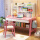 粉白色儿童书桌+实木升降椅