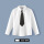 白色 衬衫+斜纹黑色领带