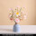 粉白水仙雏菊+麻绳蓝花瓶