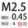 M2.5*螺距0.45*D4*50(钢用）