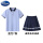 女：浅蓝T恤+藏青条纹裙裤+短袜+徽章