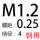 M1.2*螺距0.25*D4*50(钢用）