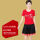 T1107大红短袖+6005黑裙