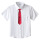 白色短袖(口袋款)深红领带