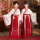 火焱K22196连体广袖:白衣红裙发