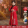 【昆纶】K22175:红色连衣裙+腰带