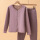紫色格子开衫长袖女款套装