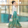 长袖立领+绿色马面裙(折扇)