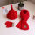 花朵帽(加绒) 红色+红巾+手套