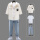 c106米白衬衫+短t恤+牛仔裤